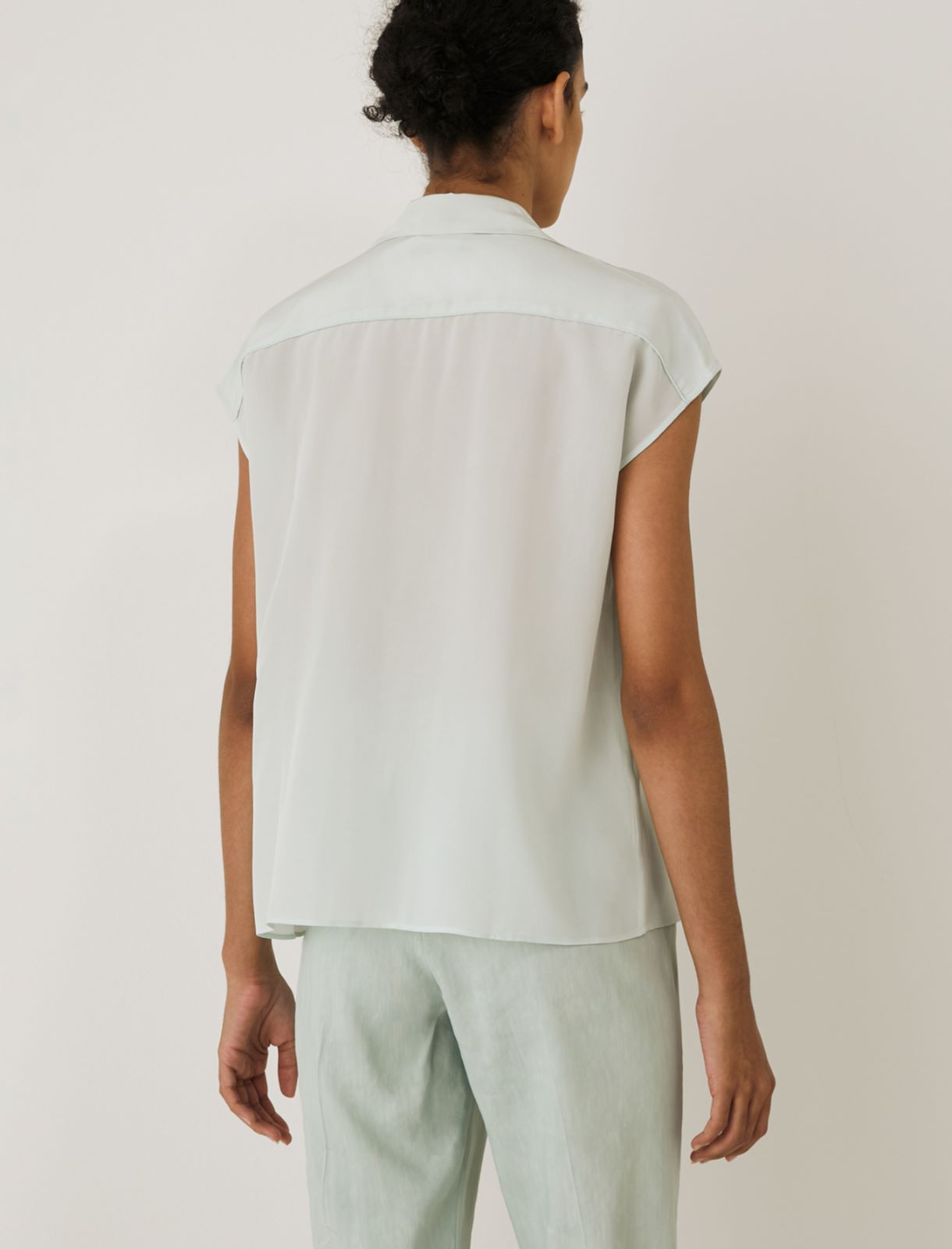 Top in seta MONOCHROME, verde pastello - Marella