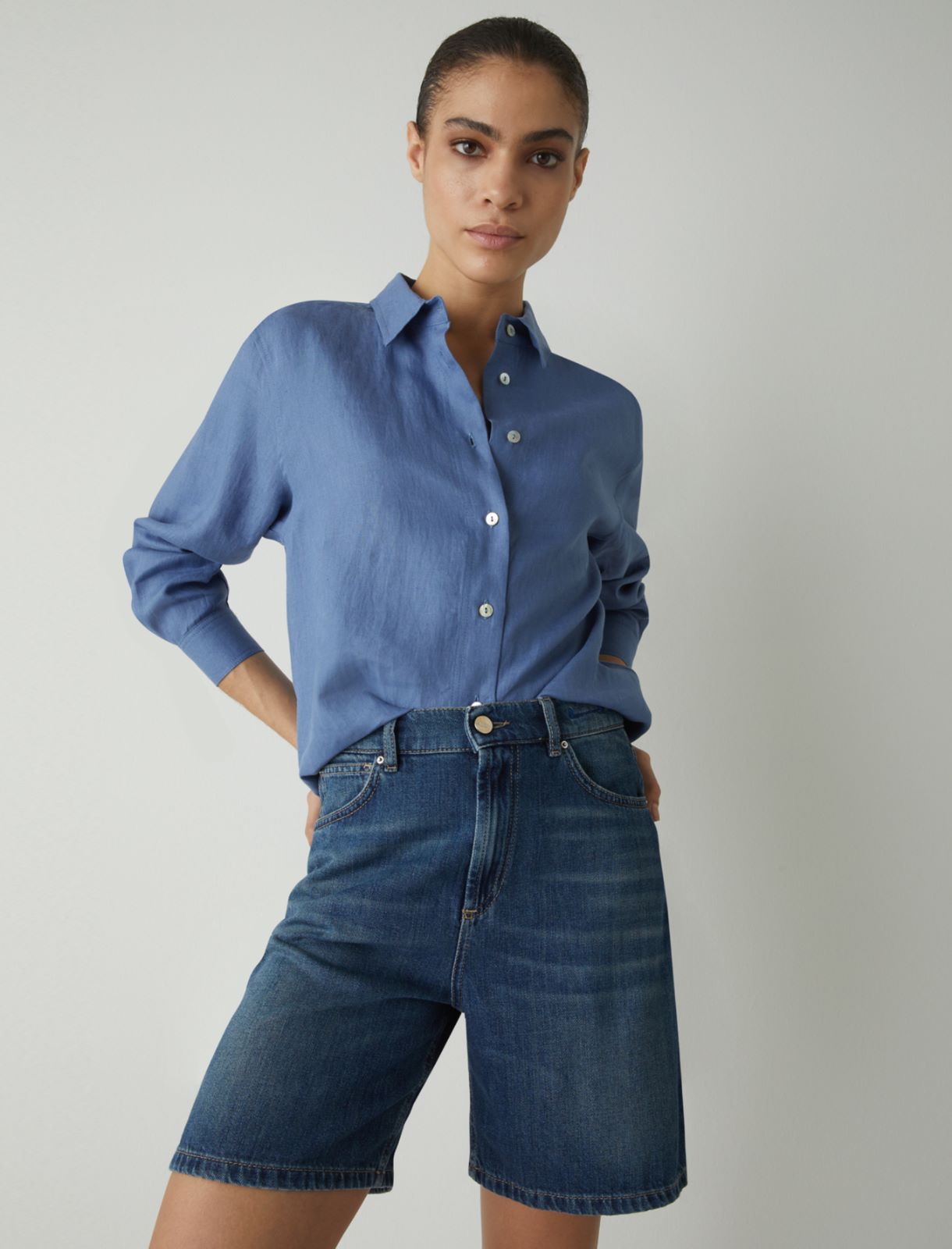 Linen shirt, dark blue - Marella