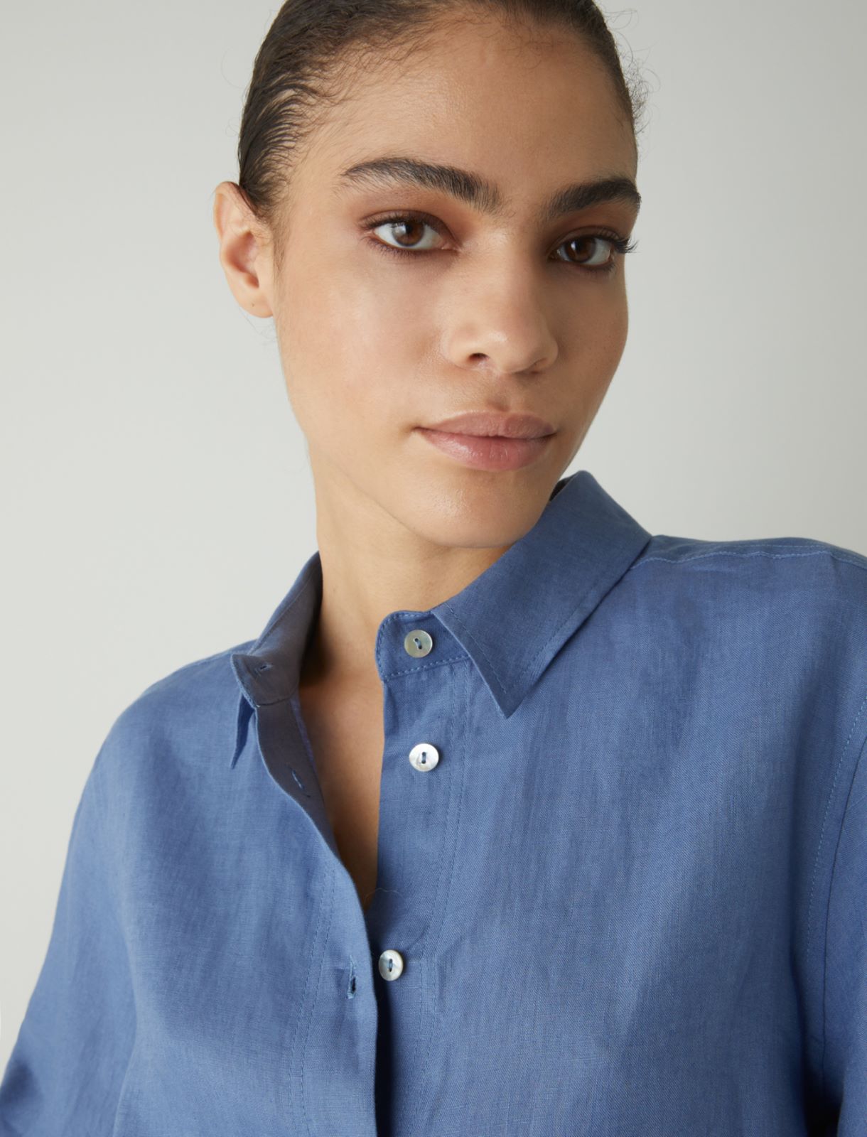 Linen shirt, dark blue - Marella