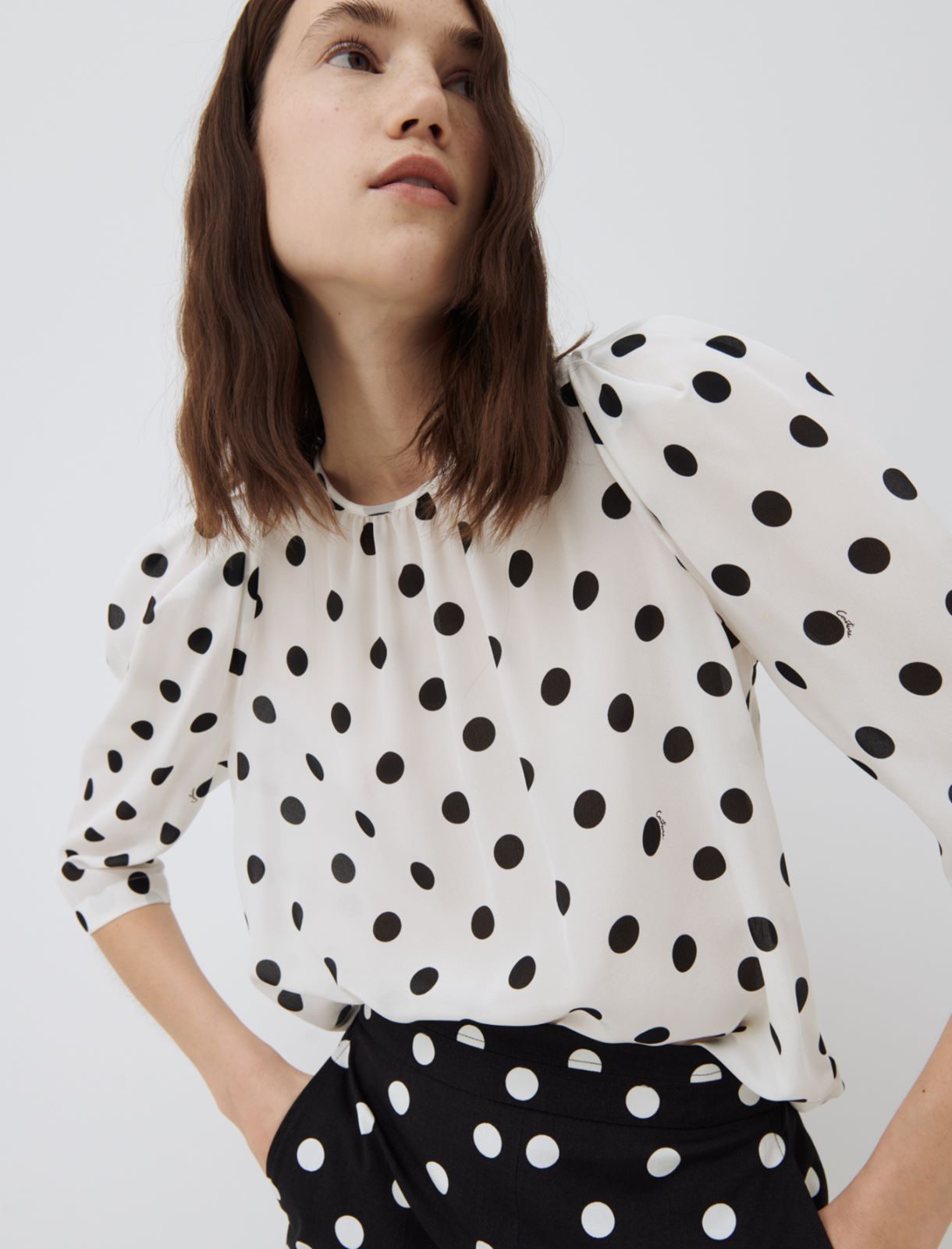 Patterned blouse, white - Marella