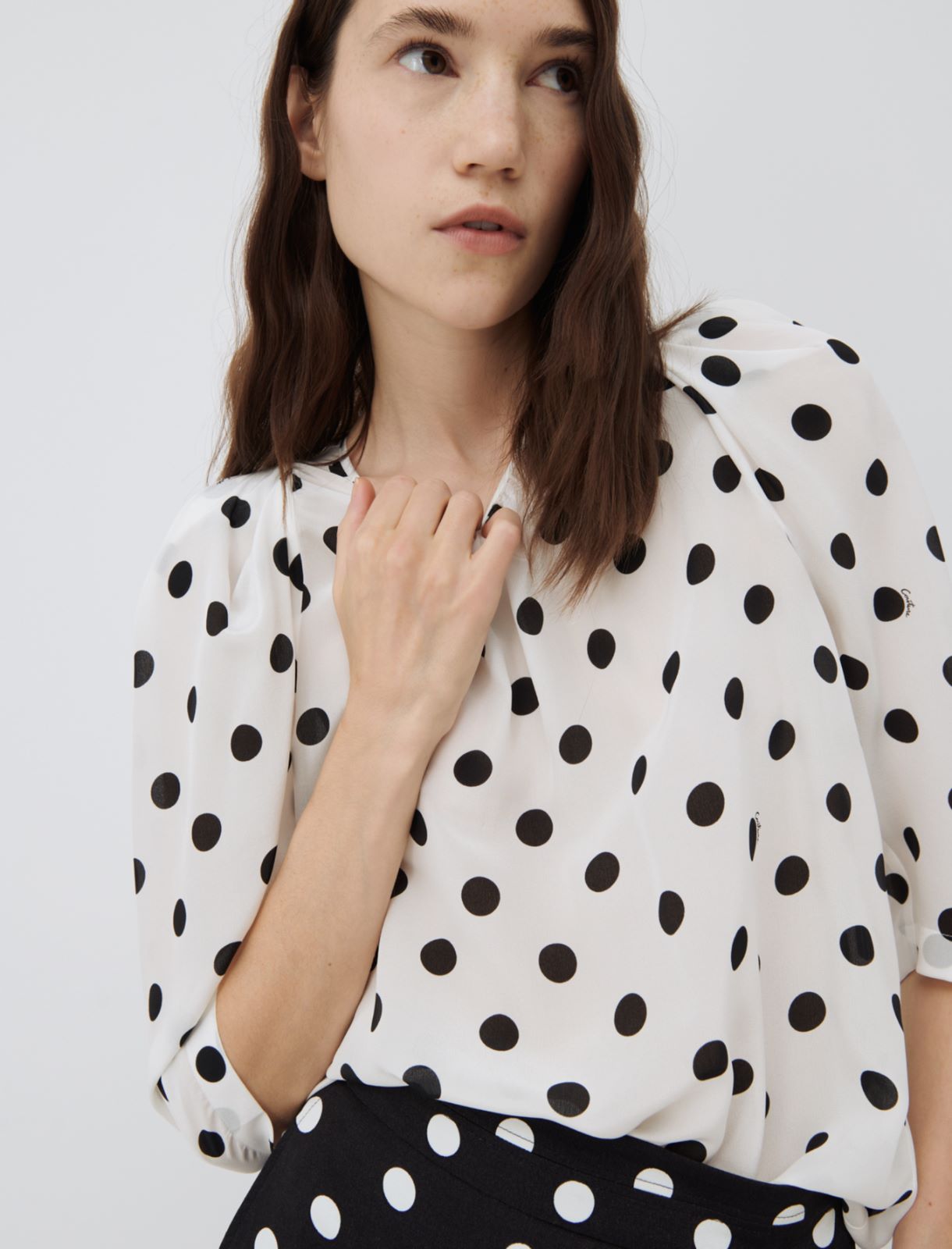 Patterned blouse, white - Marella