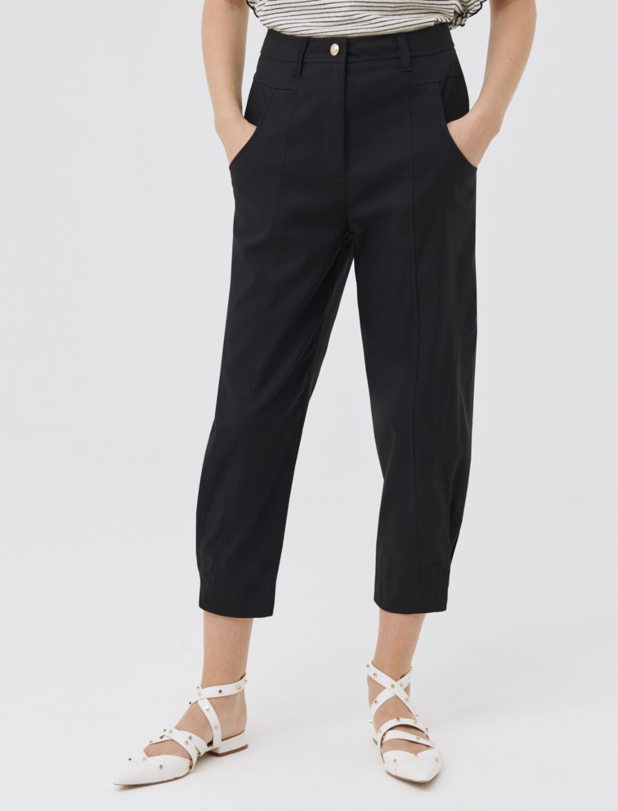 Carrot-fit trousers, black - Marella