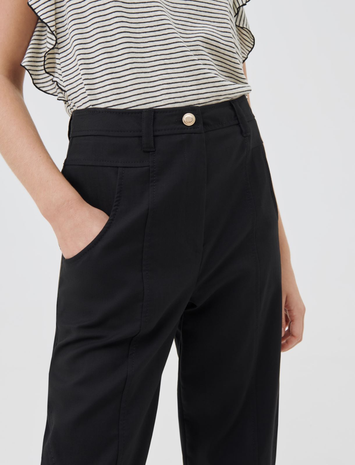 Carrot-fit trousers, black - Marella