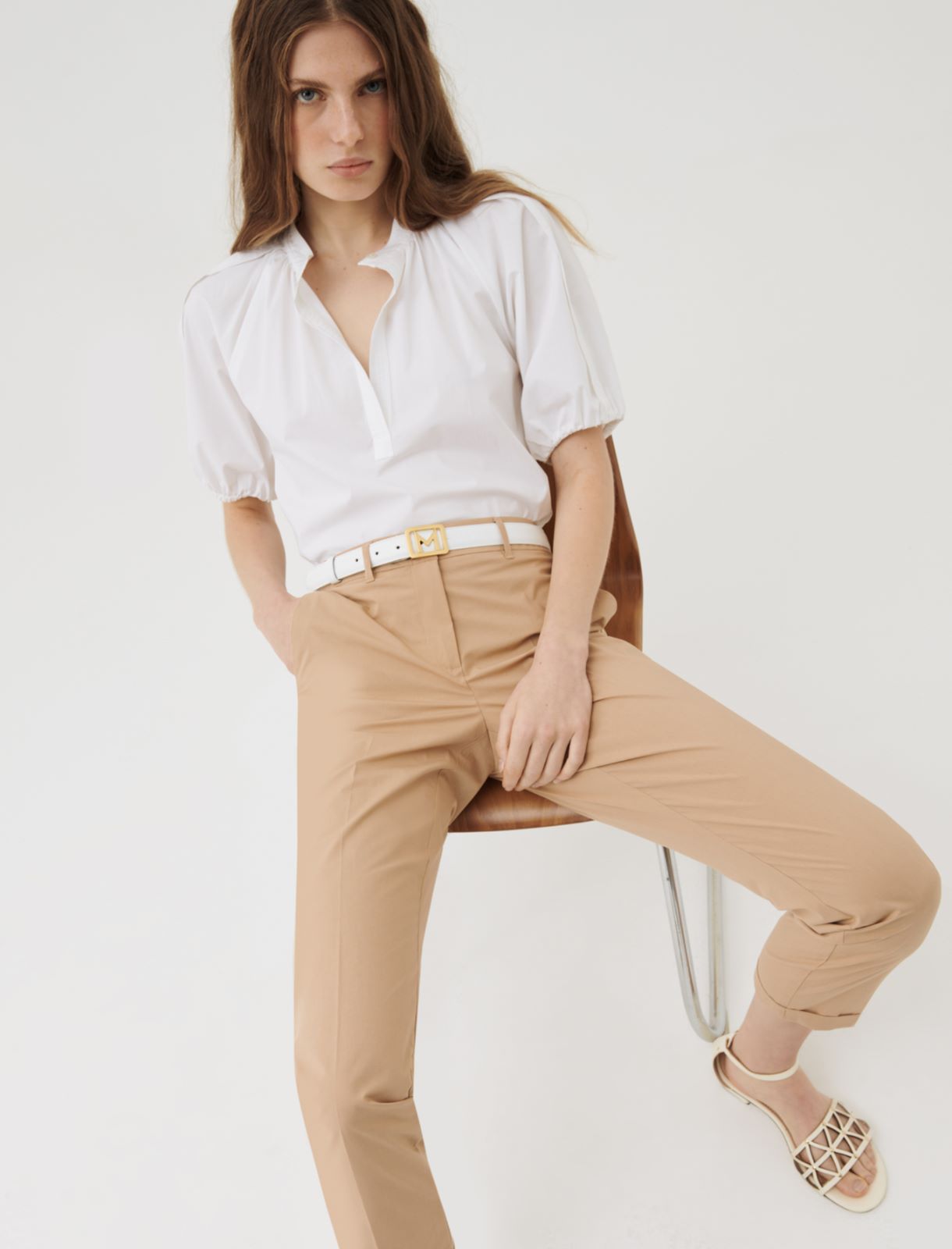Poplin trousers, natural - Marella