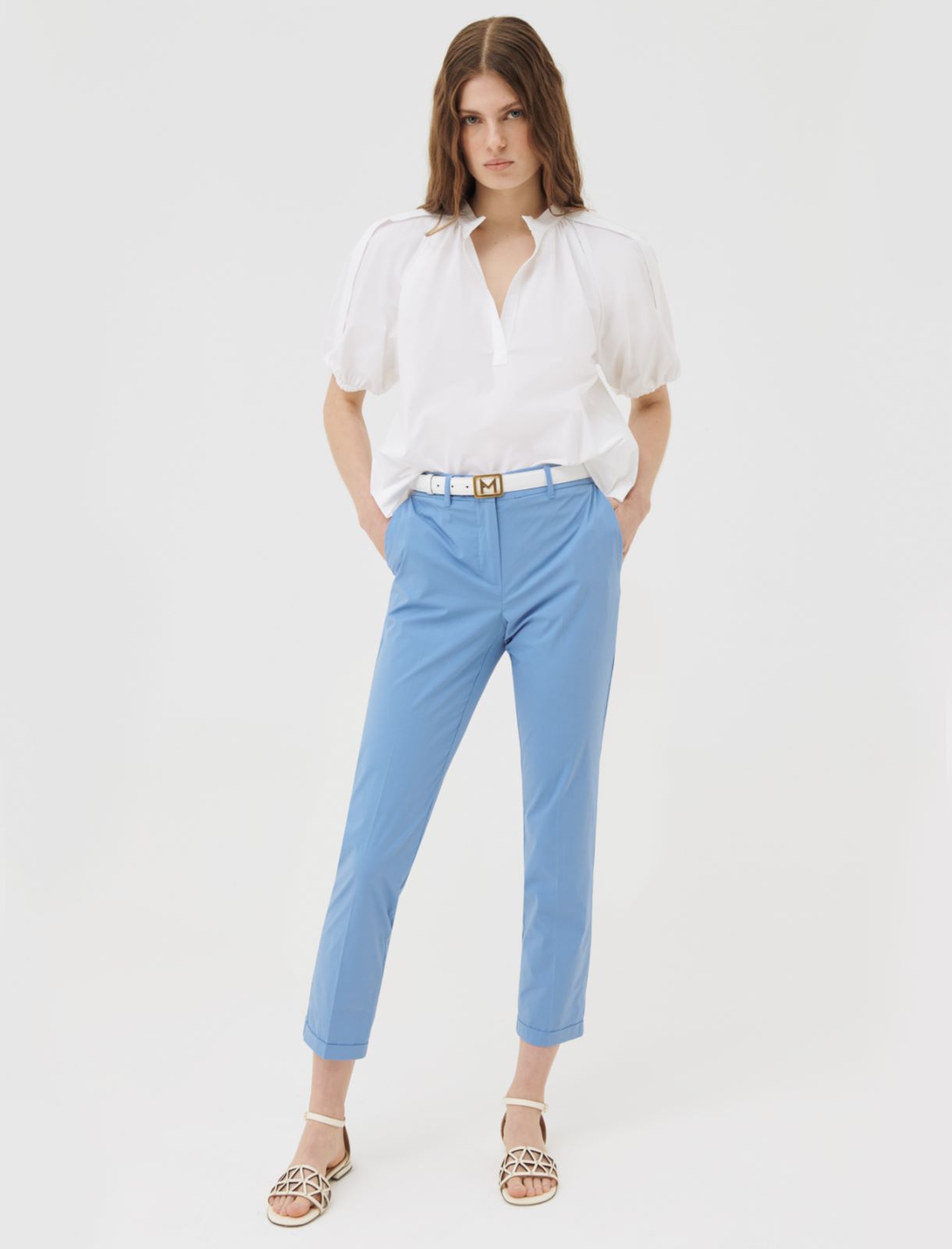 Poplin trousers, light blue - Marella