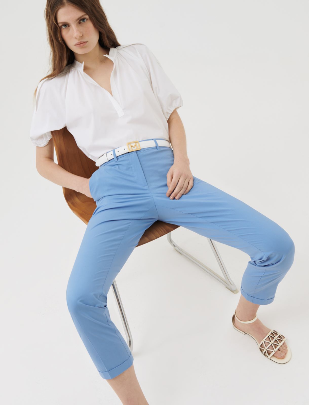 Poplin trousers, light blue - Marella