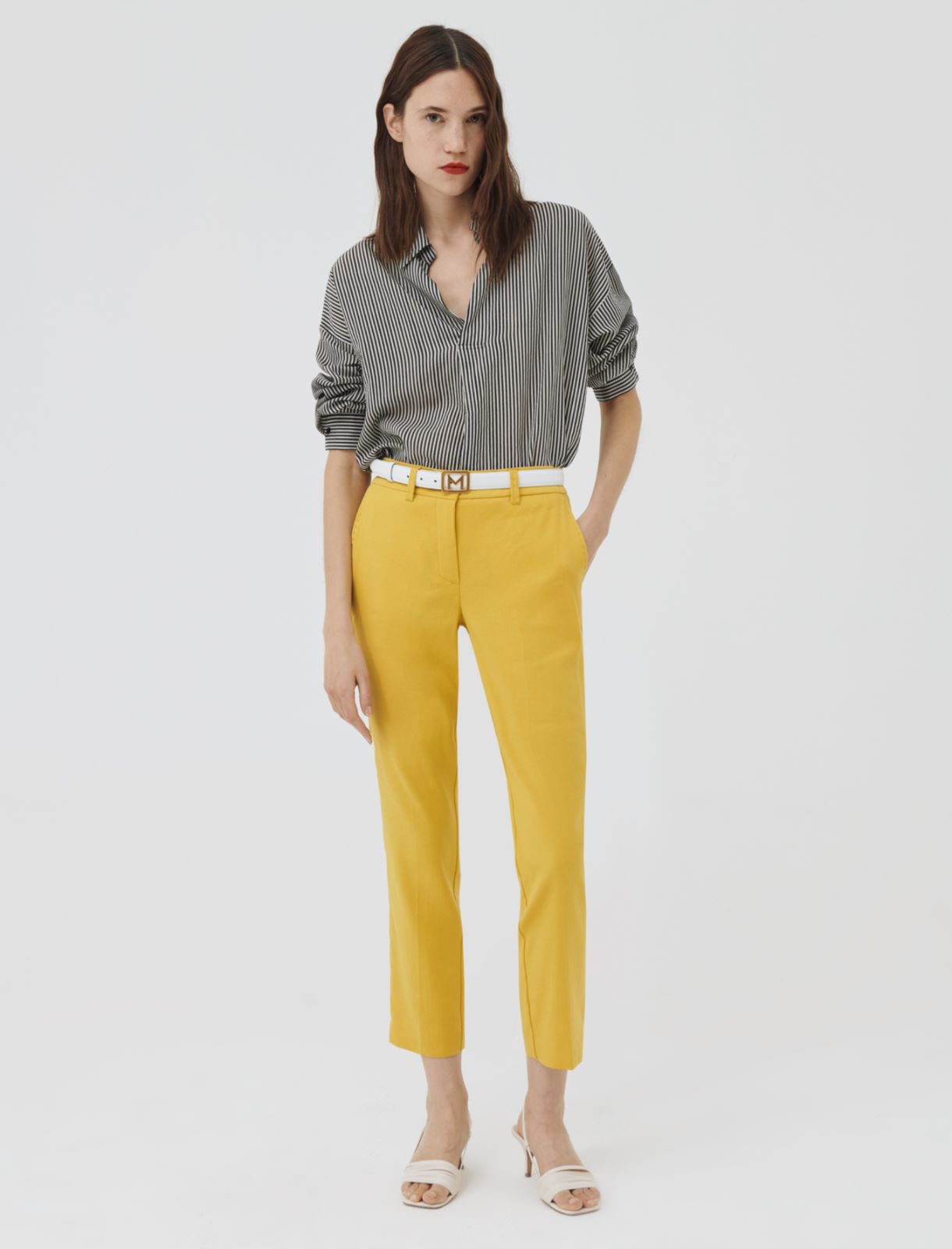 Basketweave trousers, yellow - Marella