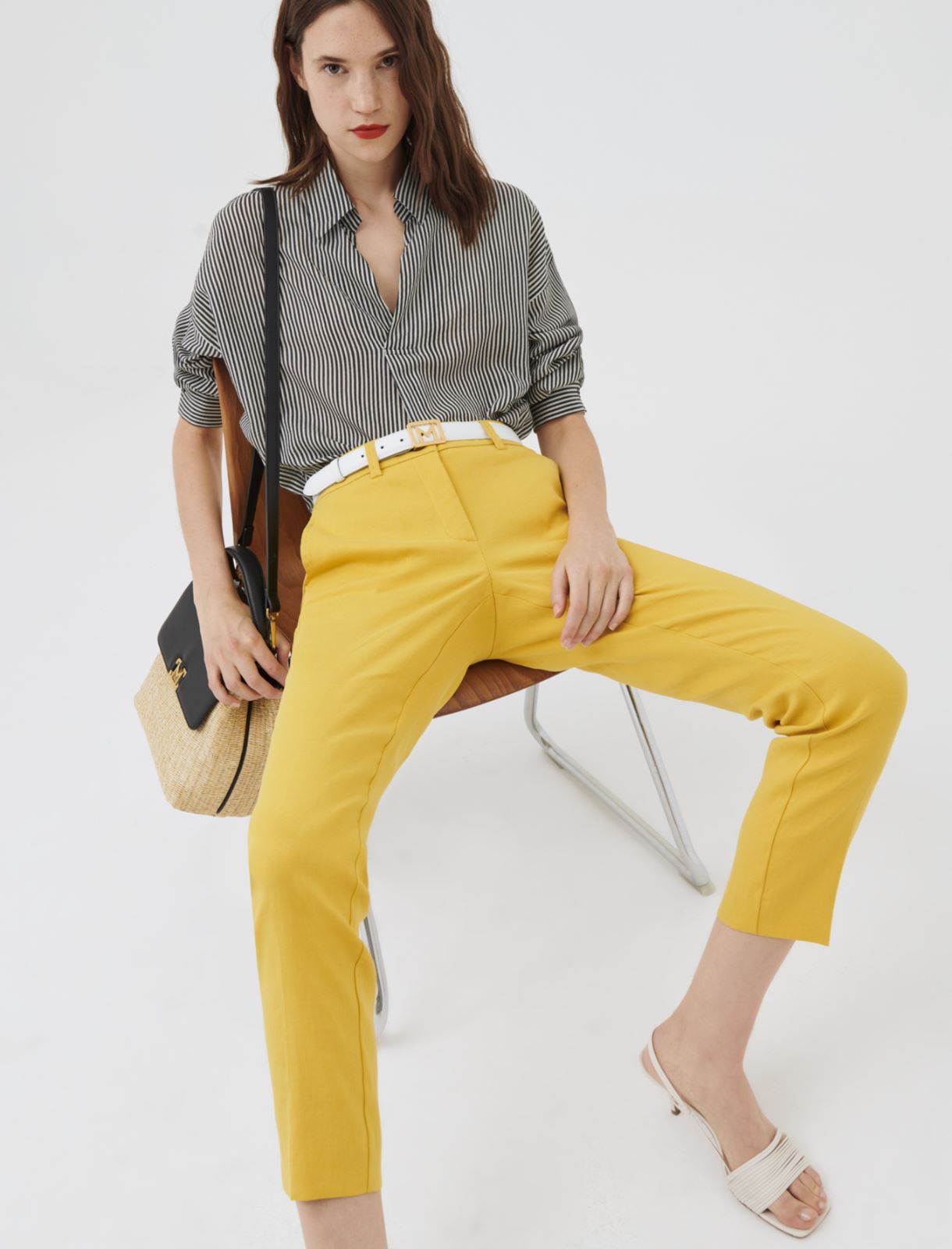 Basketweave trousers, yellow - Marella