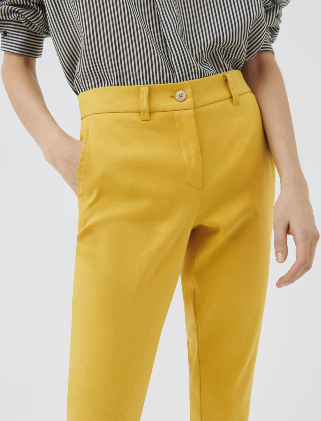 Basketweave trousers, yellow - Marella