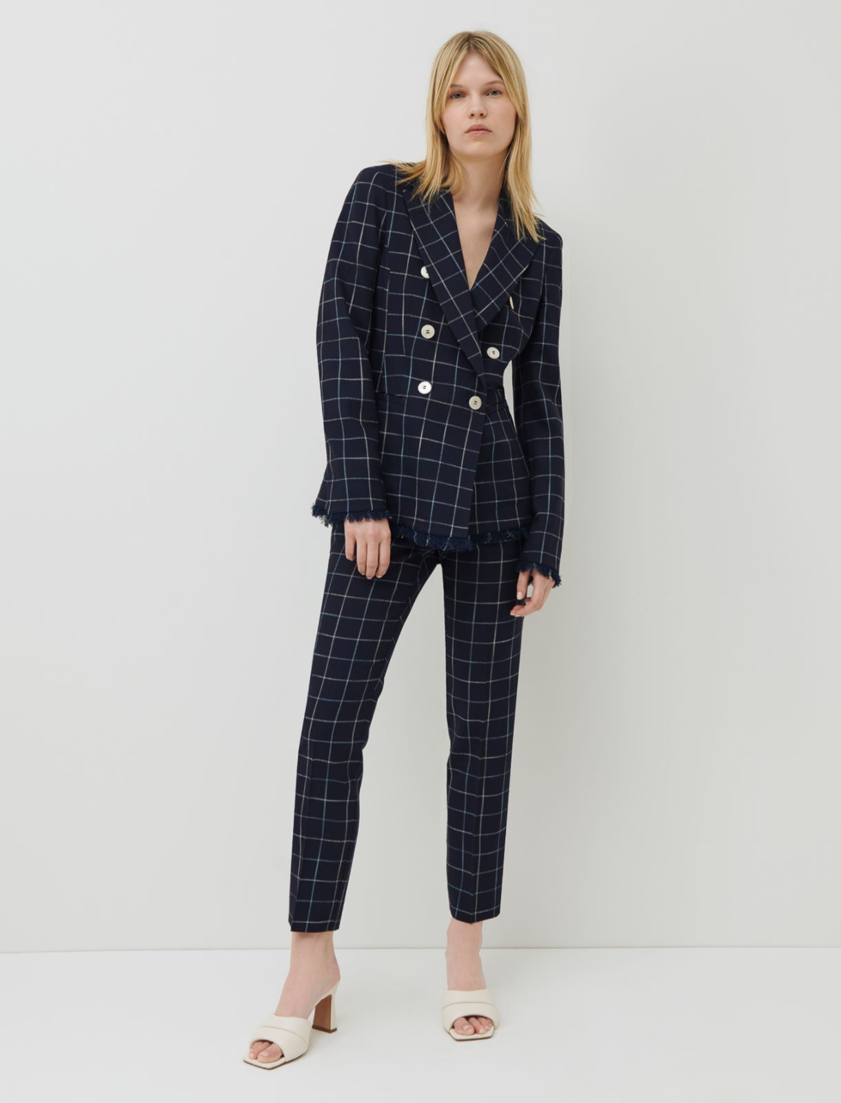 Basketweave trousers, navy - Marella