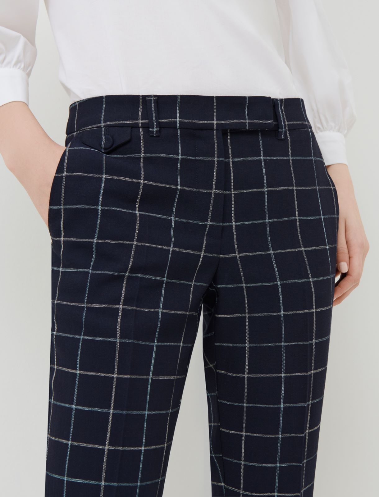 Basketweave trousers, navy - Marella