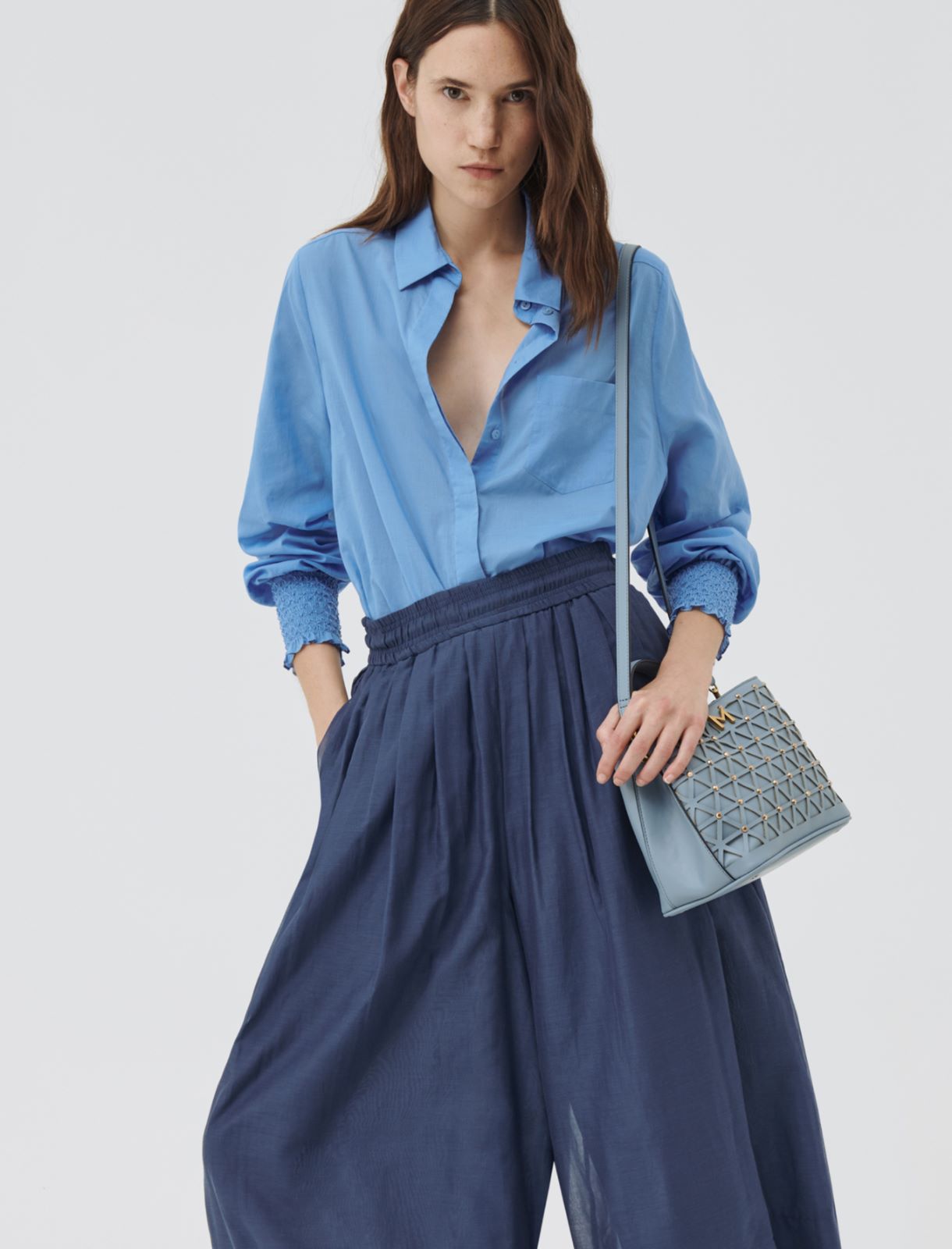 Wide leg trousers, navy - Marella