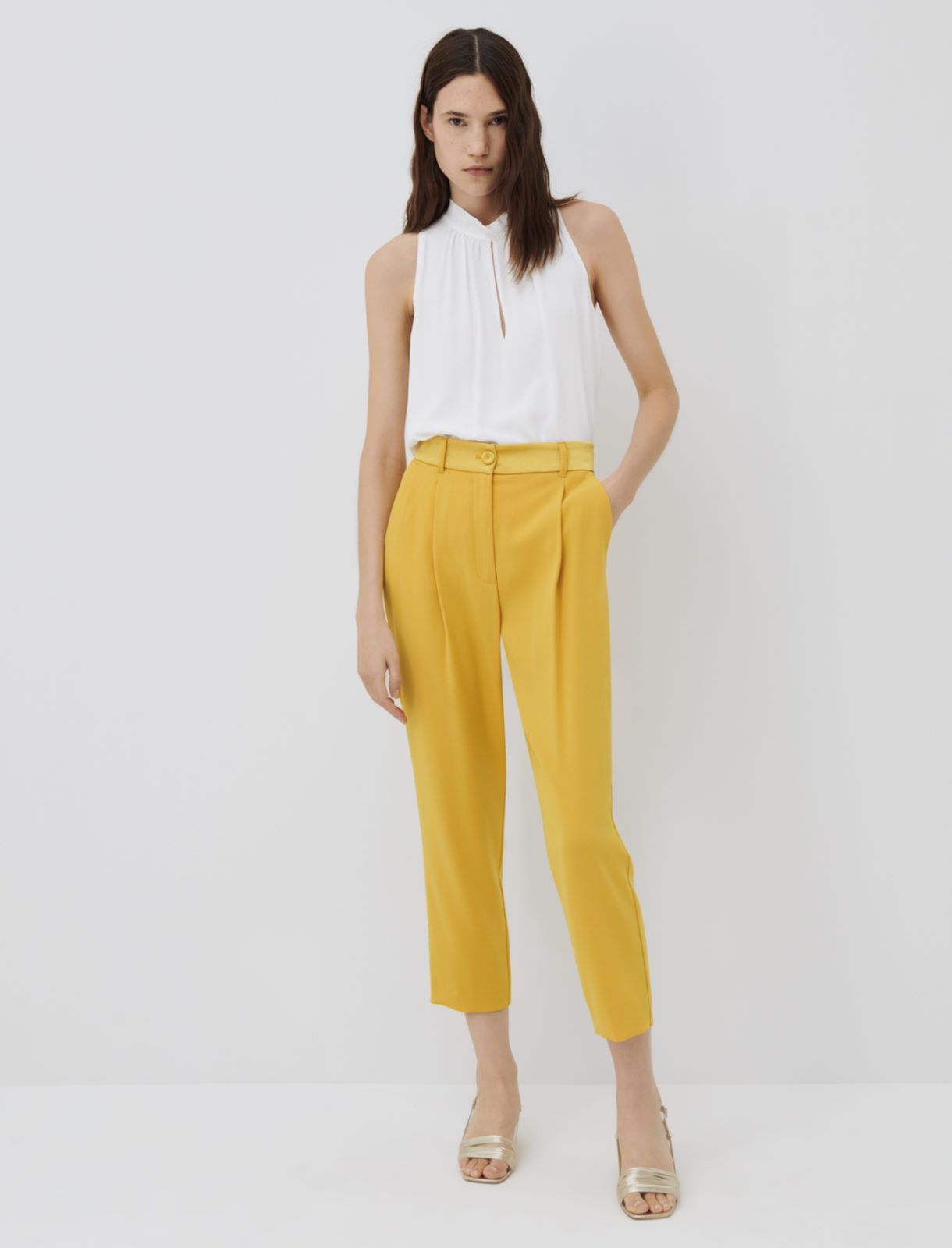 Crepe trousers, yellow - Marella