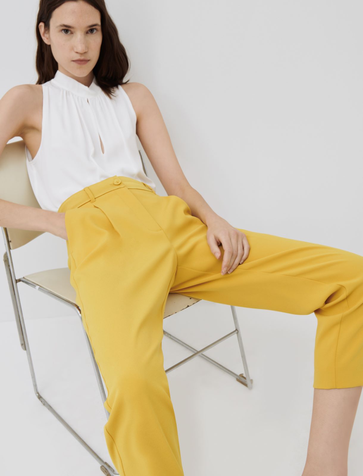 Crepe trousers, yellow - Marella