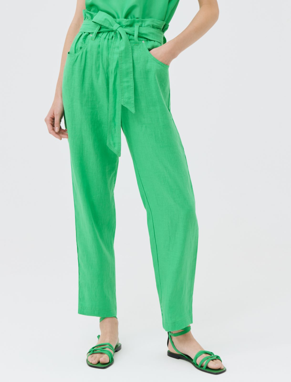 Linen trousers, bright green - Marella