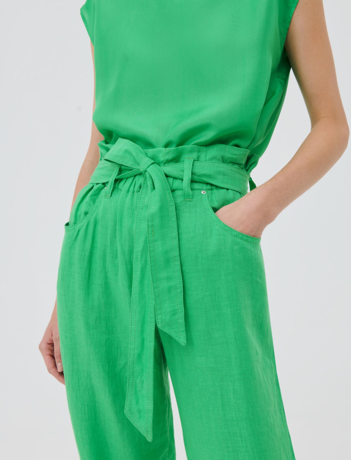 Linen trousers, bright green - Marella