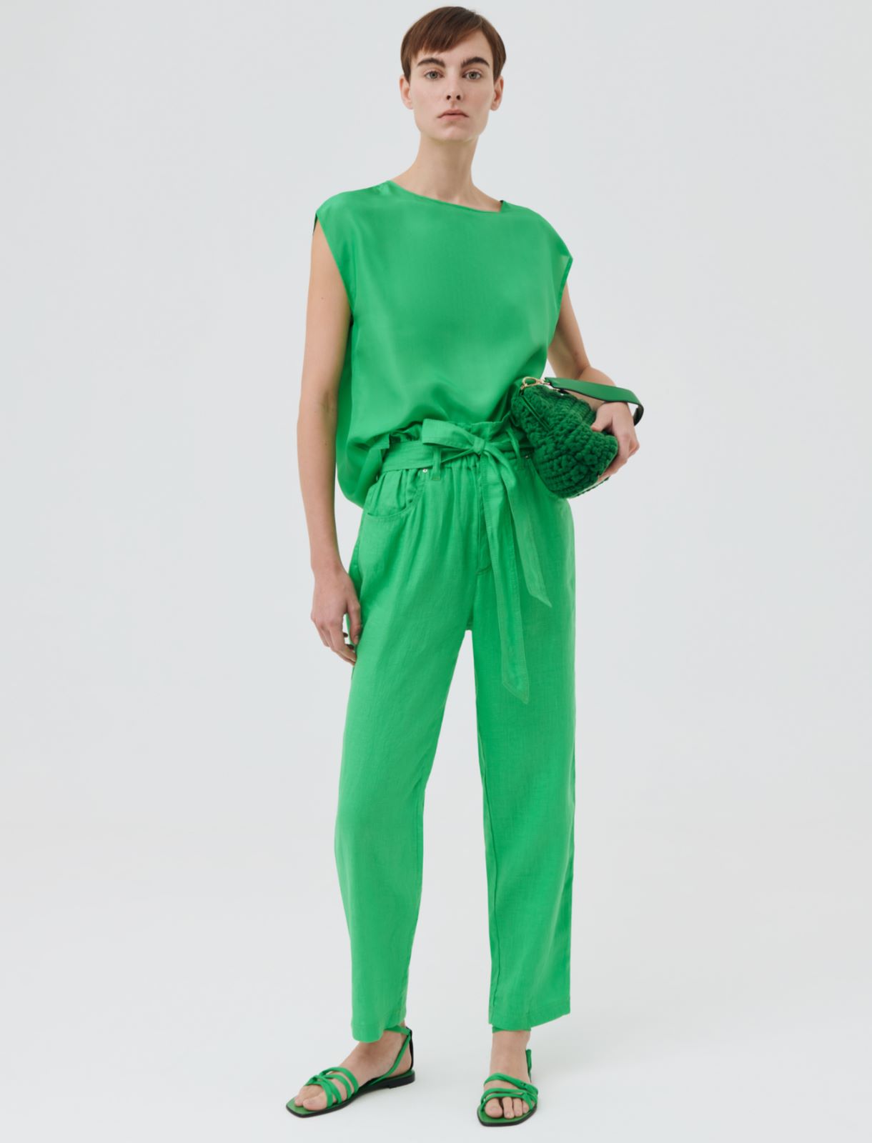 Linen trousers, bright green - Marella