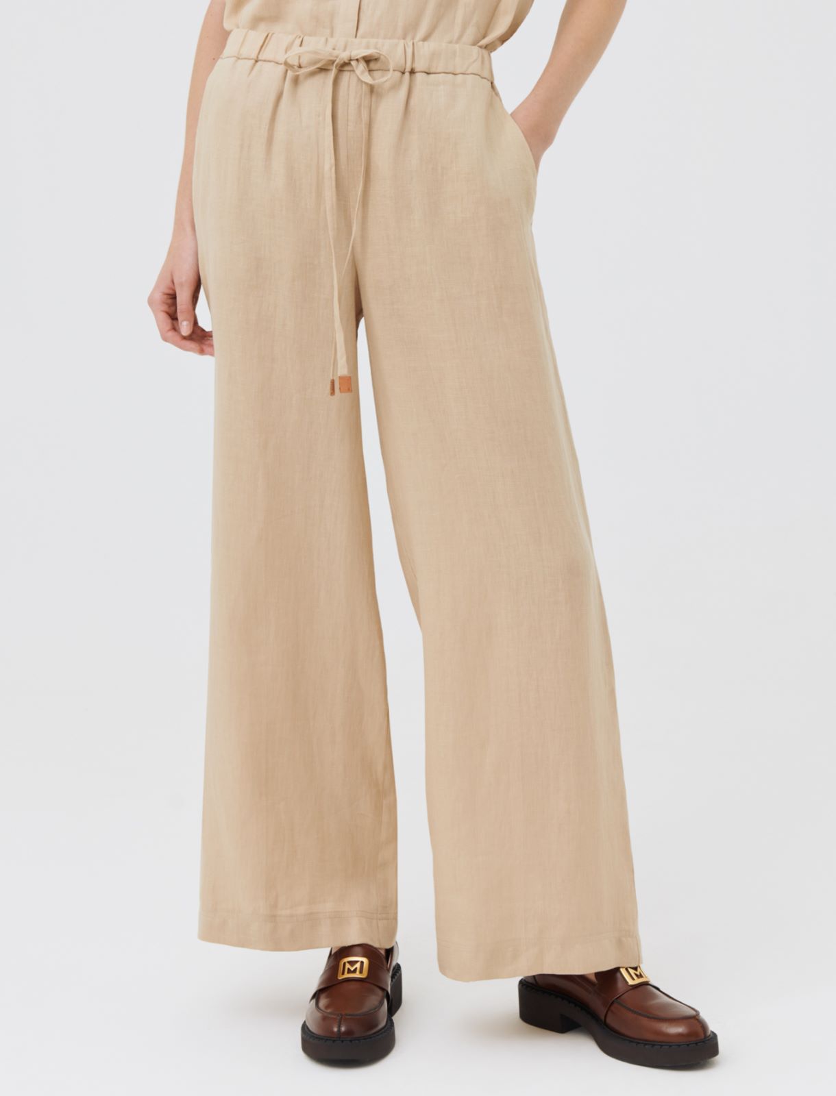 Linen trousers, sand - Marella