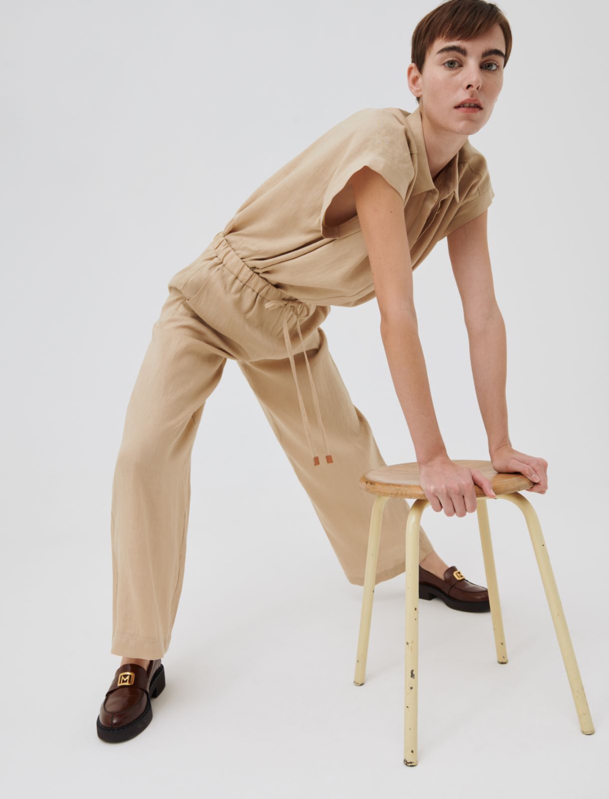 Linen trousers, sand - Marella