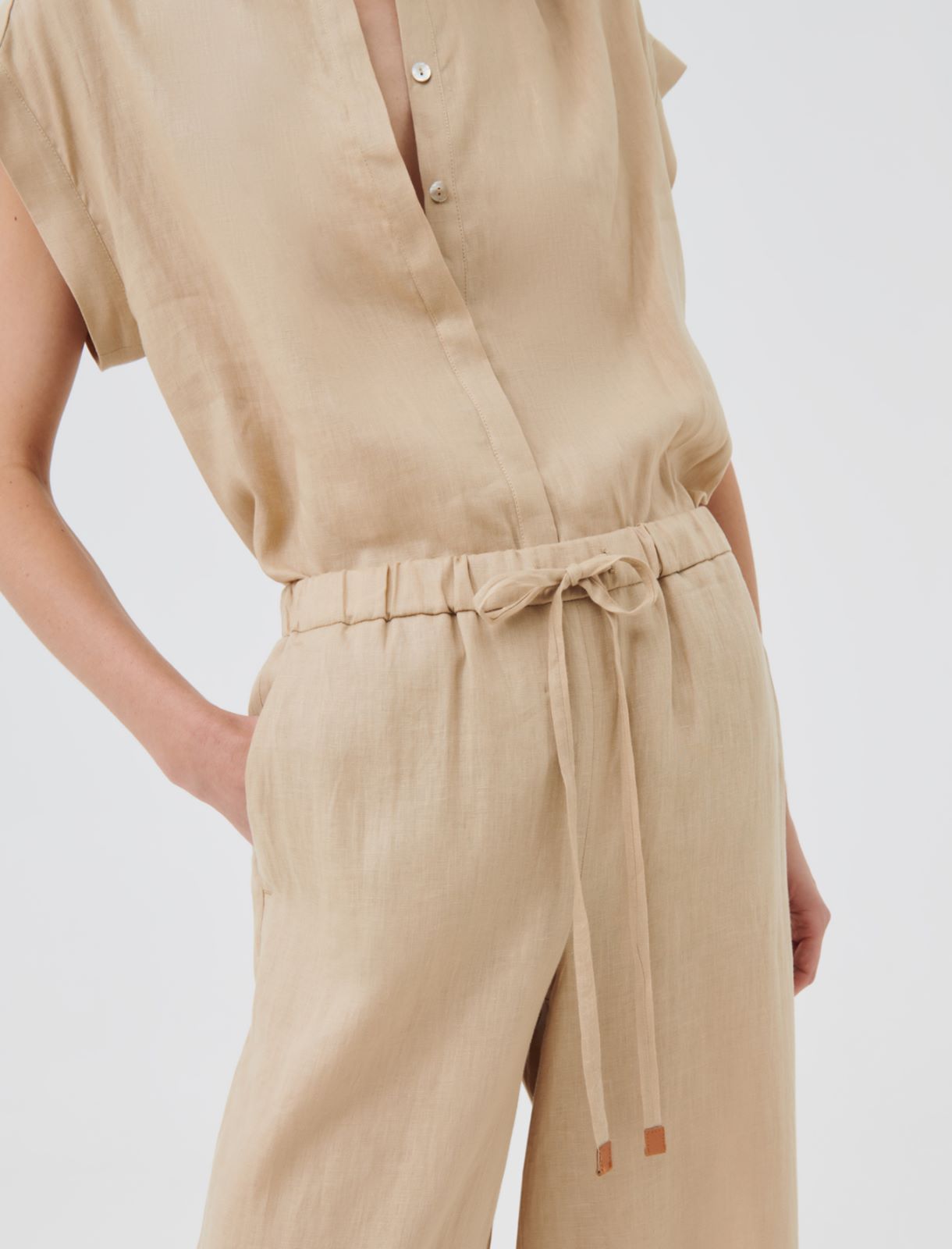 Linen trousers, sand - Marella