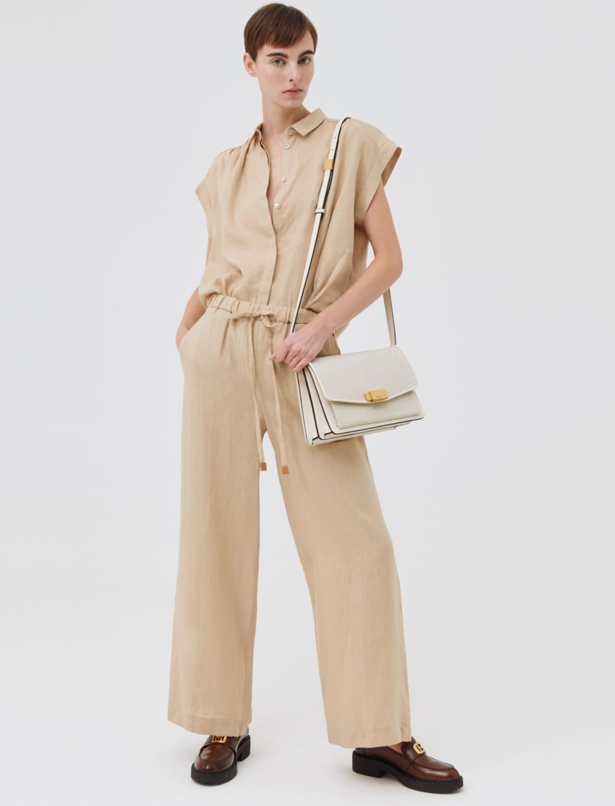 Linen trousers, sand - Marella