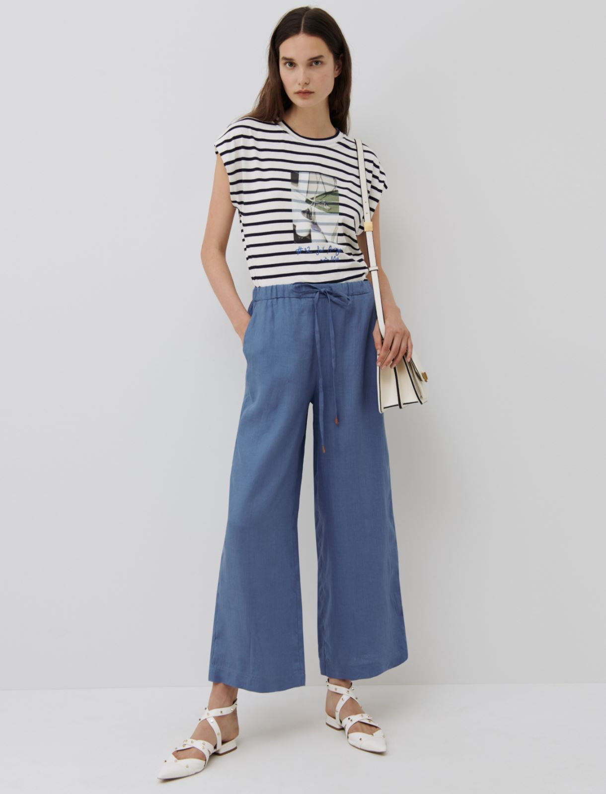 Linen trousers, dark blue - Marella