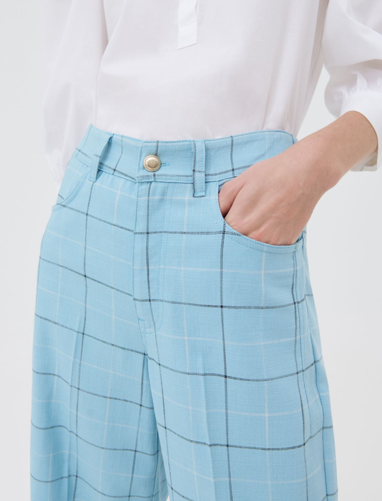 Basketweave trousers, light blue - Marella