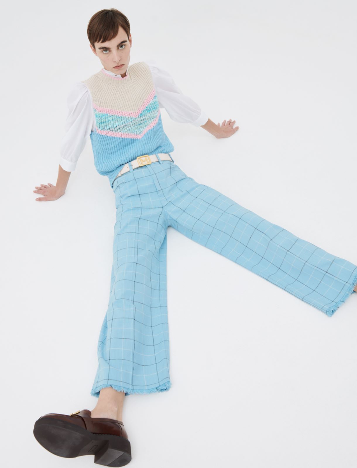 Basketweave trousers, light blue - Marella