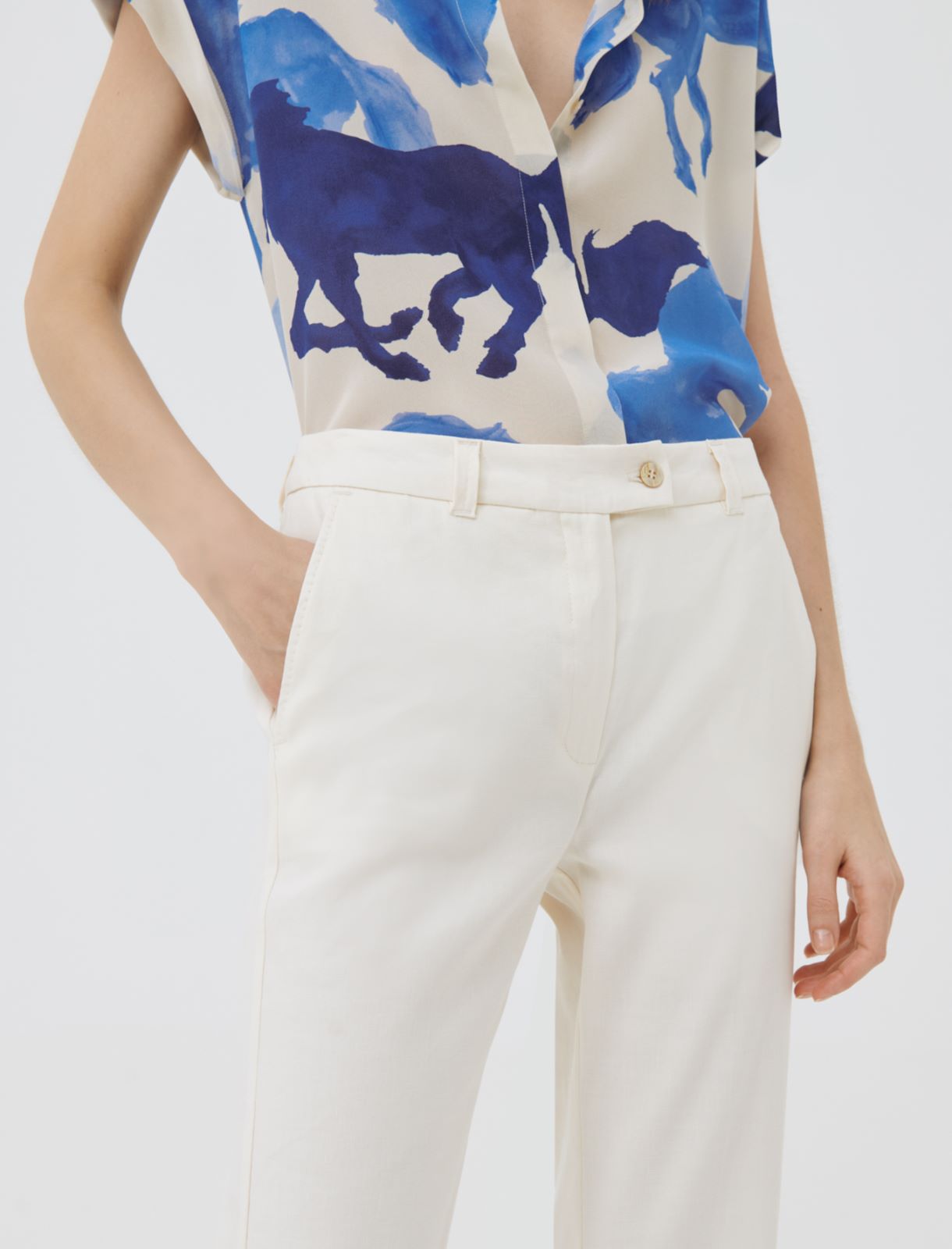 Flared trousers, cream - Marella