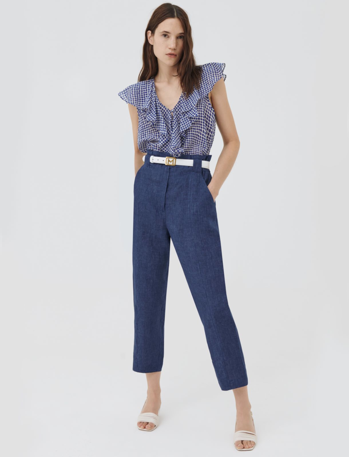 Linen trousers, delave` blue - Marella
