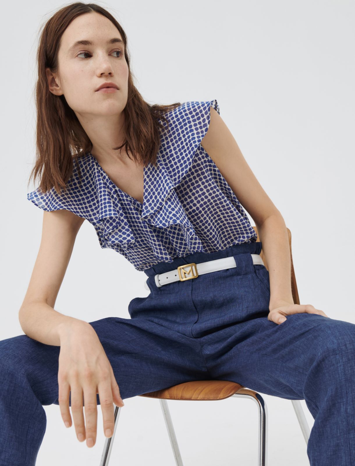 Linen trousers, delave` blue - Marella