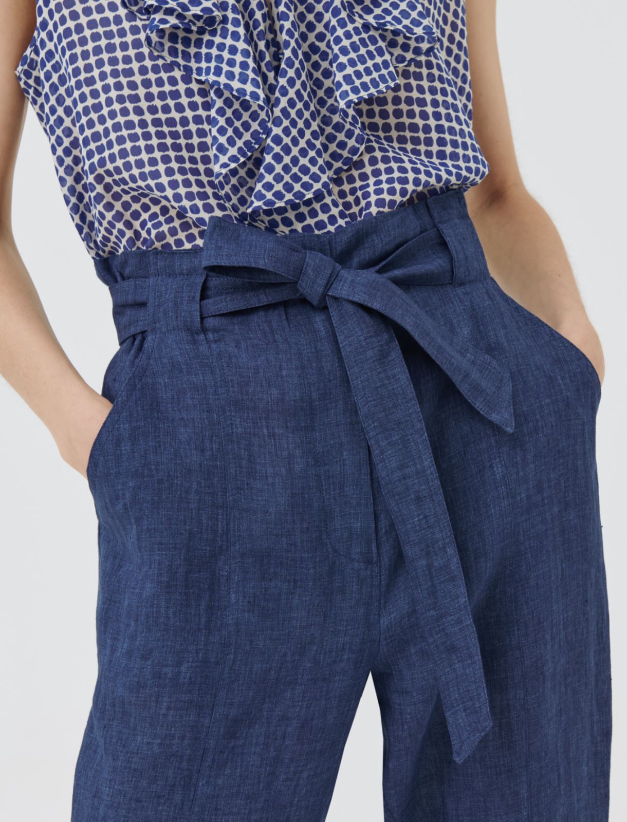 Linen trousers, delave` blue - Marella