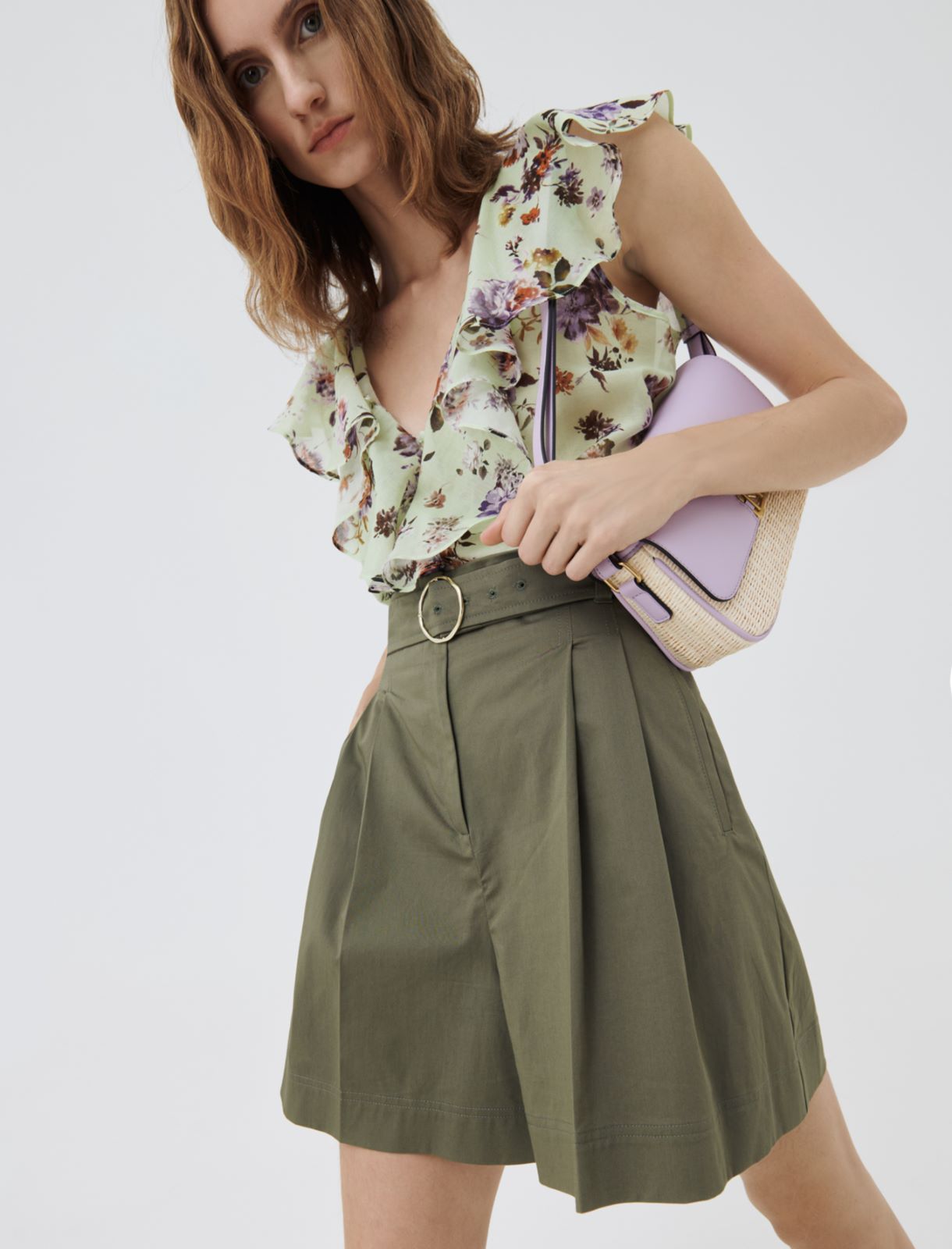 Bermudashorts aus Baumwollsatin, khaki - Marella