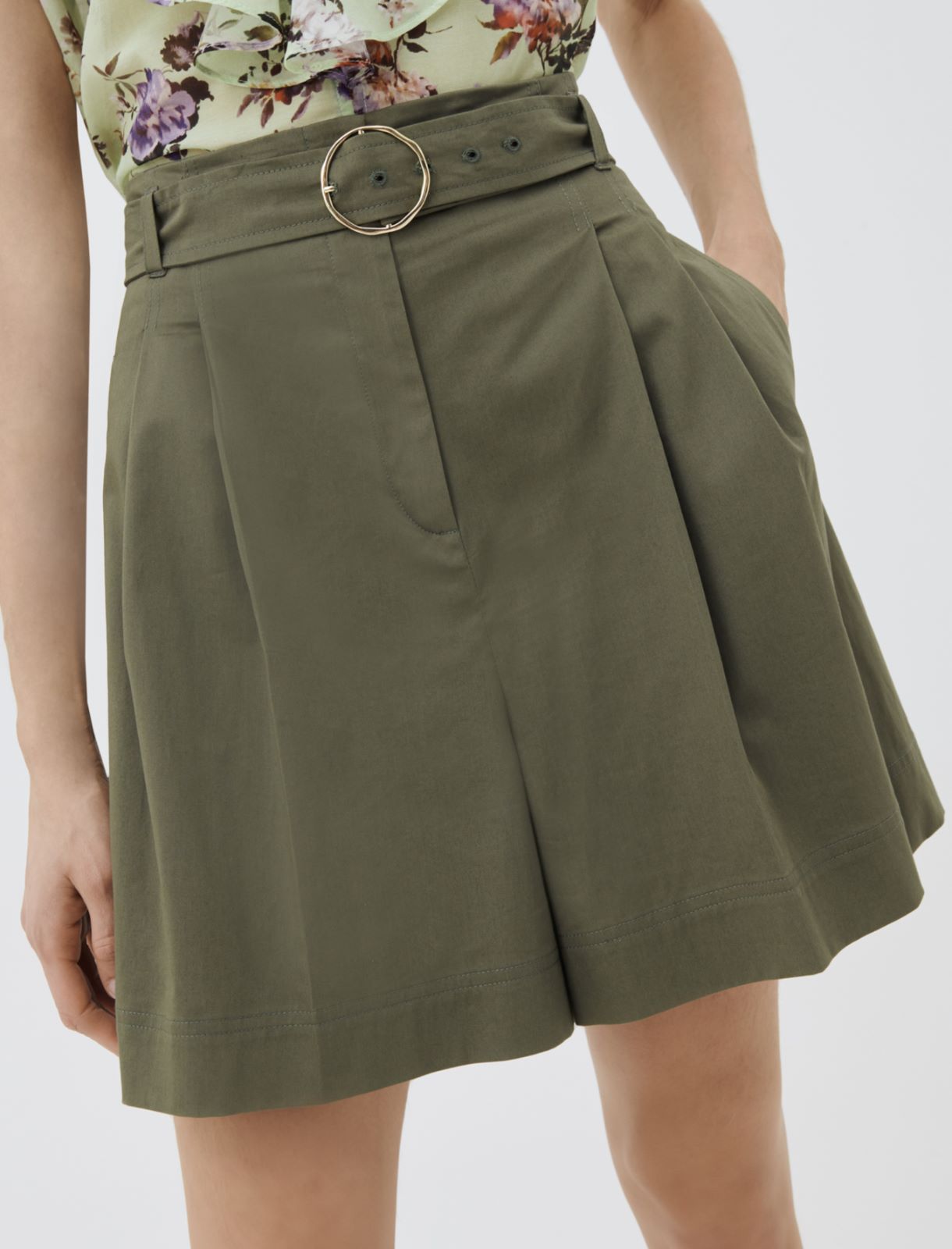Bermudashorts aus Baumwollsatin, khaki - Marella