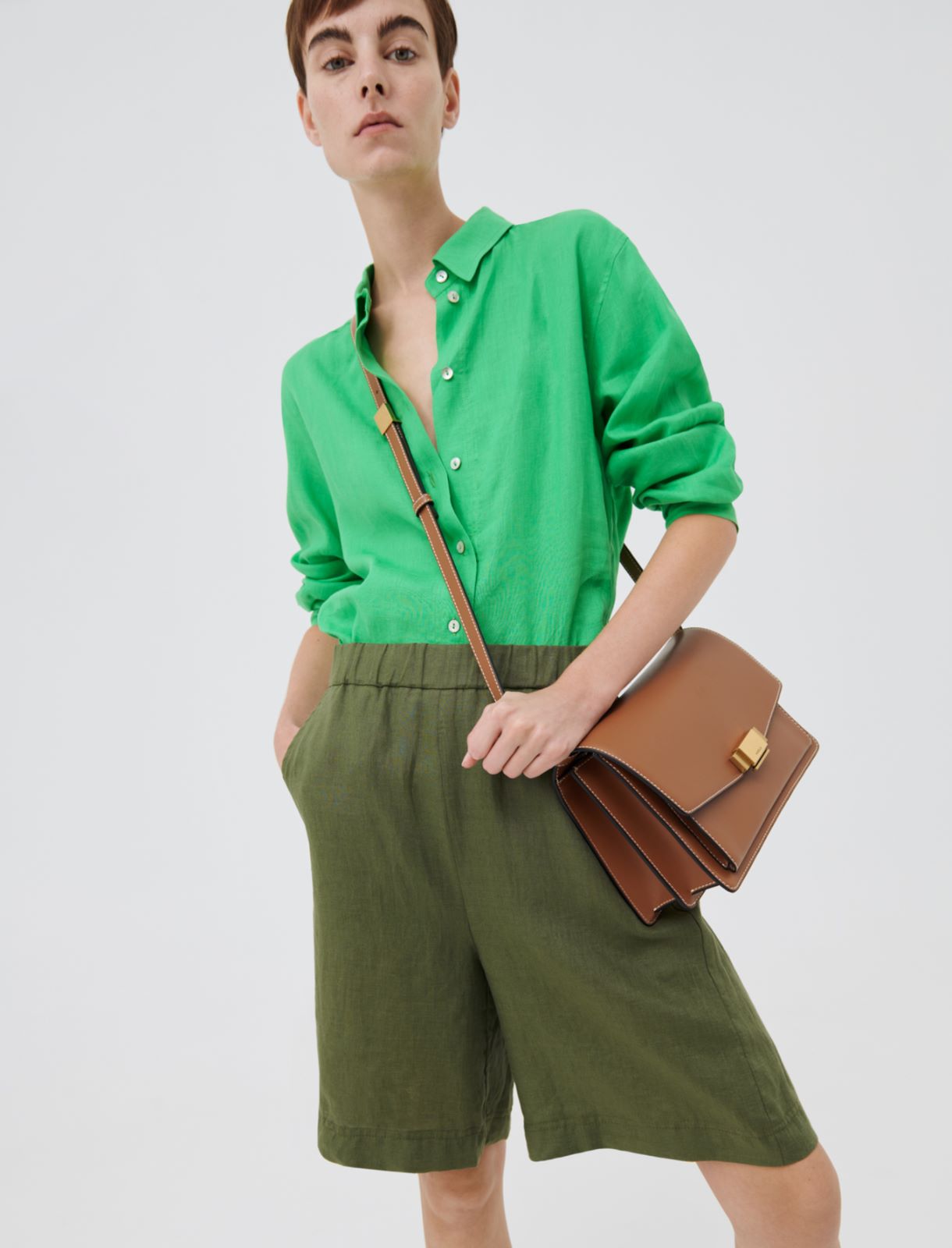 Linen shorts, kaki - Marella