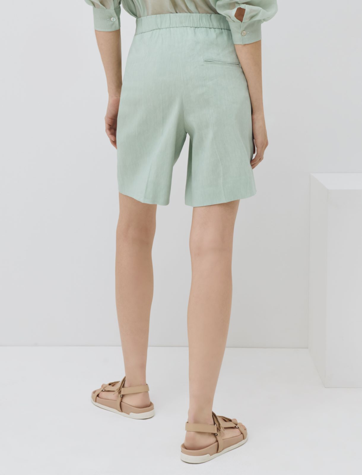 Bermuda misto lino MONOCHROME, verde pastello - Marella