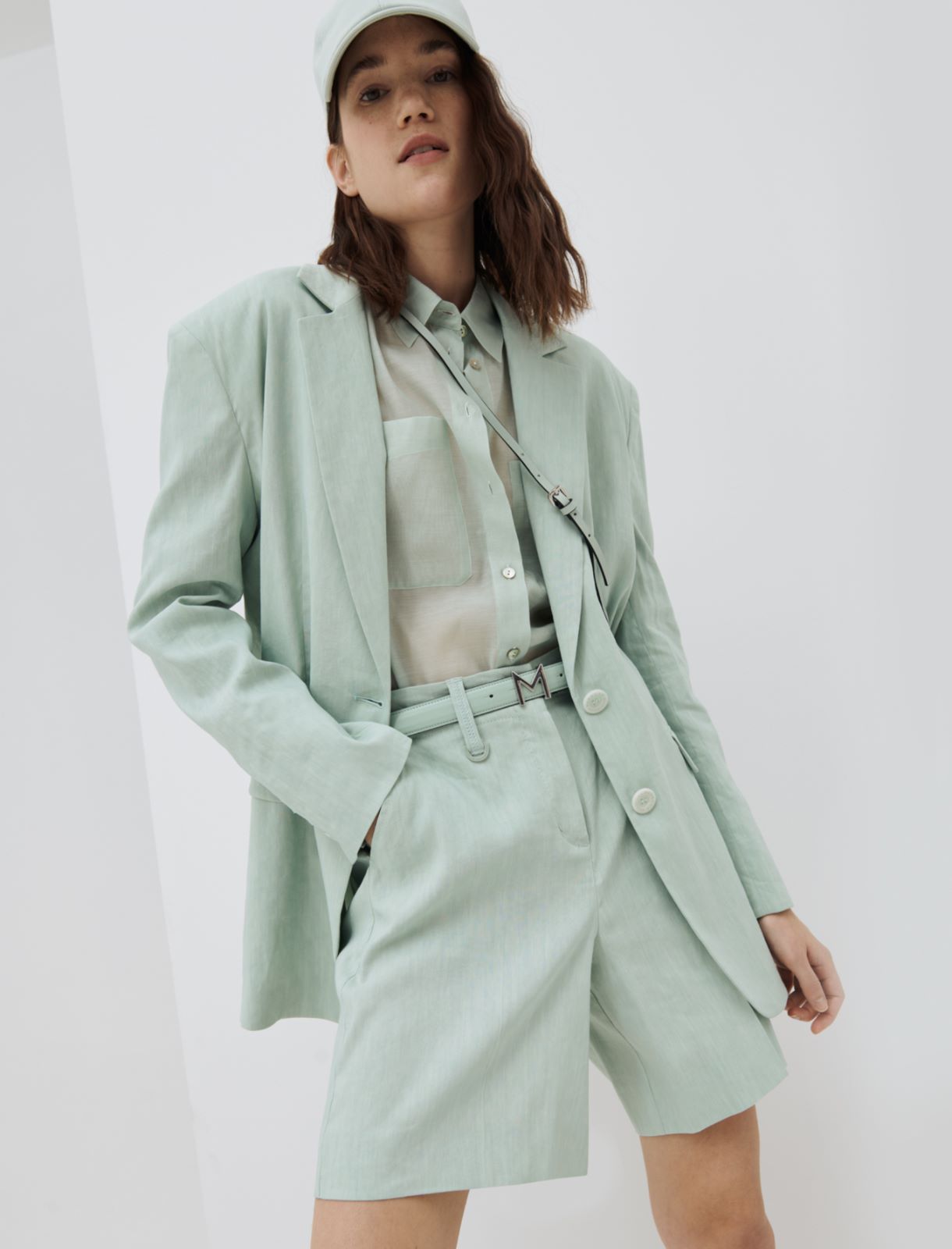 Bermuda misto lino MONOCHROME, verde pastello - Marella