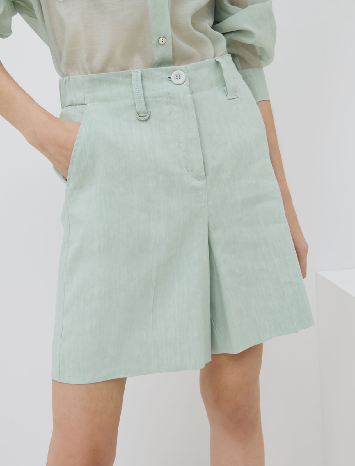 Bermuda misto lino MONOCHROME, verde pastello - Marella