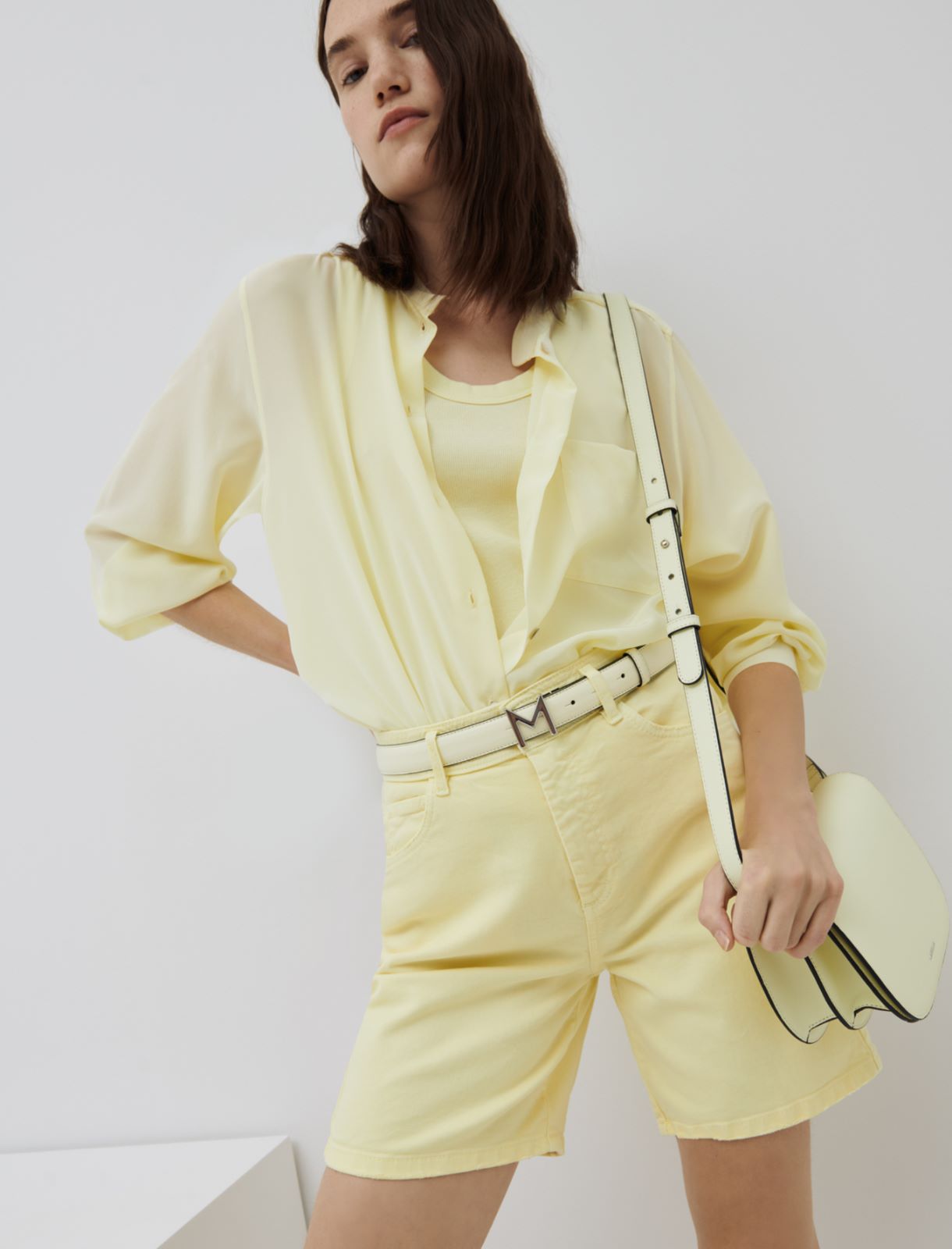 MONOCHROME Denim shorts, light yellow - Marella