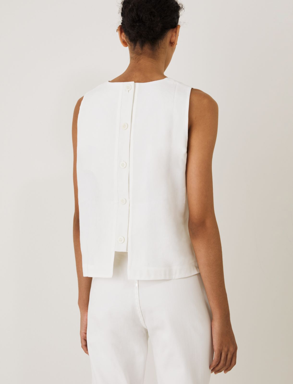 MONOCHROME Linen-blend top, wool white - Marella