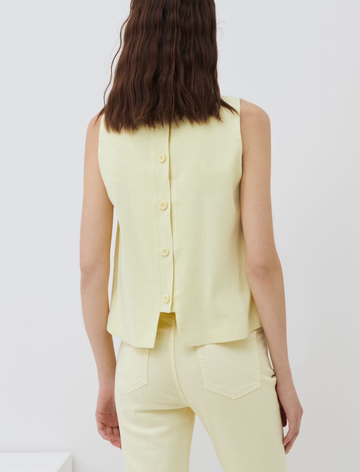 MONOCHROME Linen-blend top, light yellow - Marella