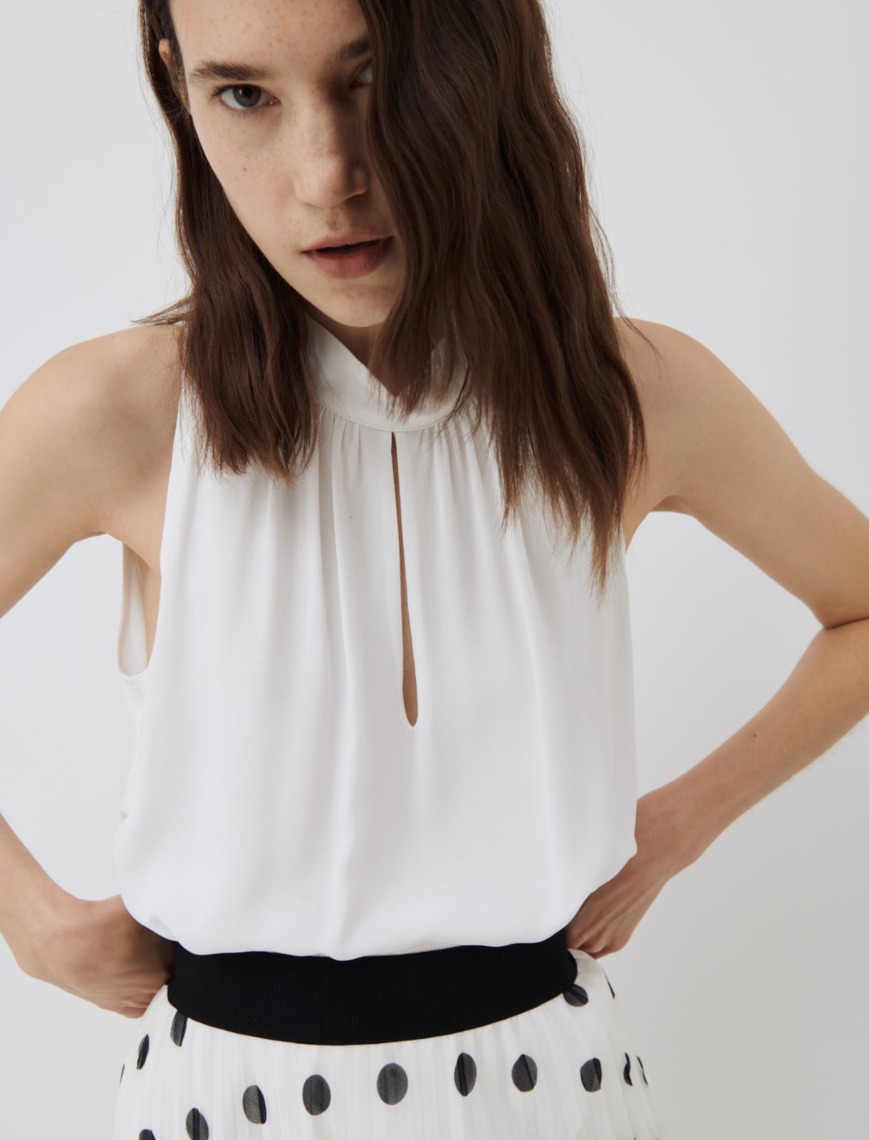 Crepe top, cream - Marella