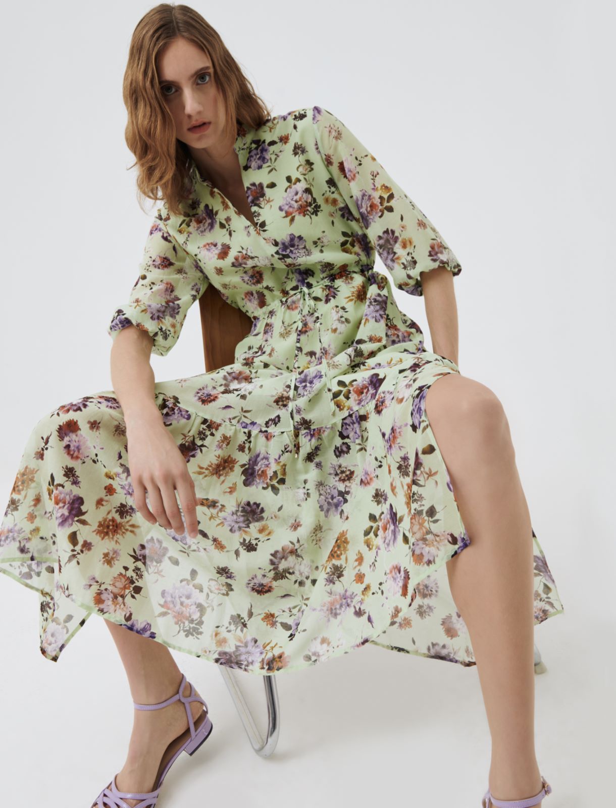 floral print muslin dress zara