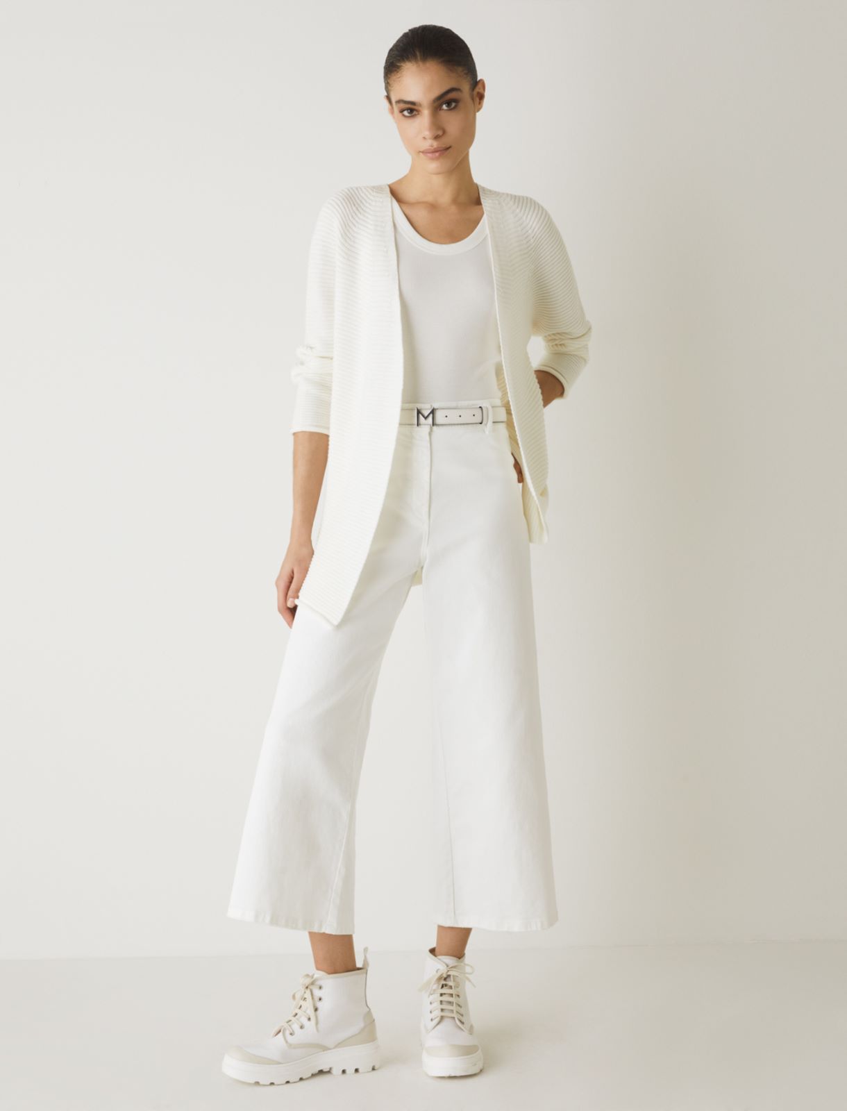 MONOCHROME Long cardigan, wool white - Marella