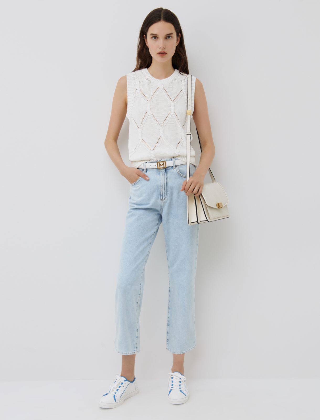 Knitted gilet, white - Marella