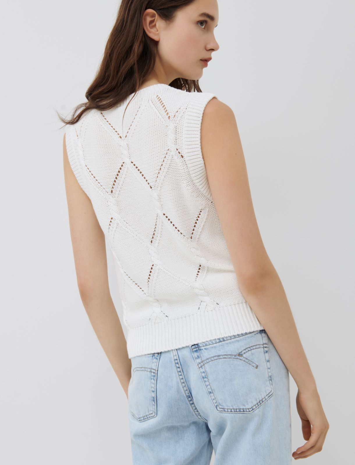 Knitted gilet, white - Marella