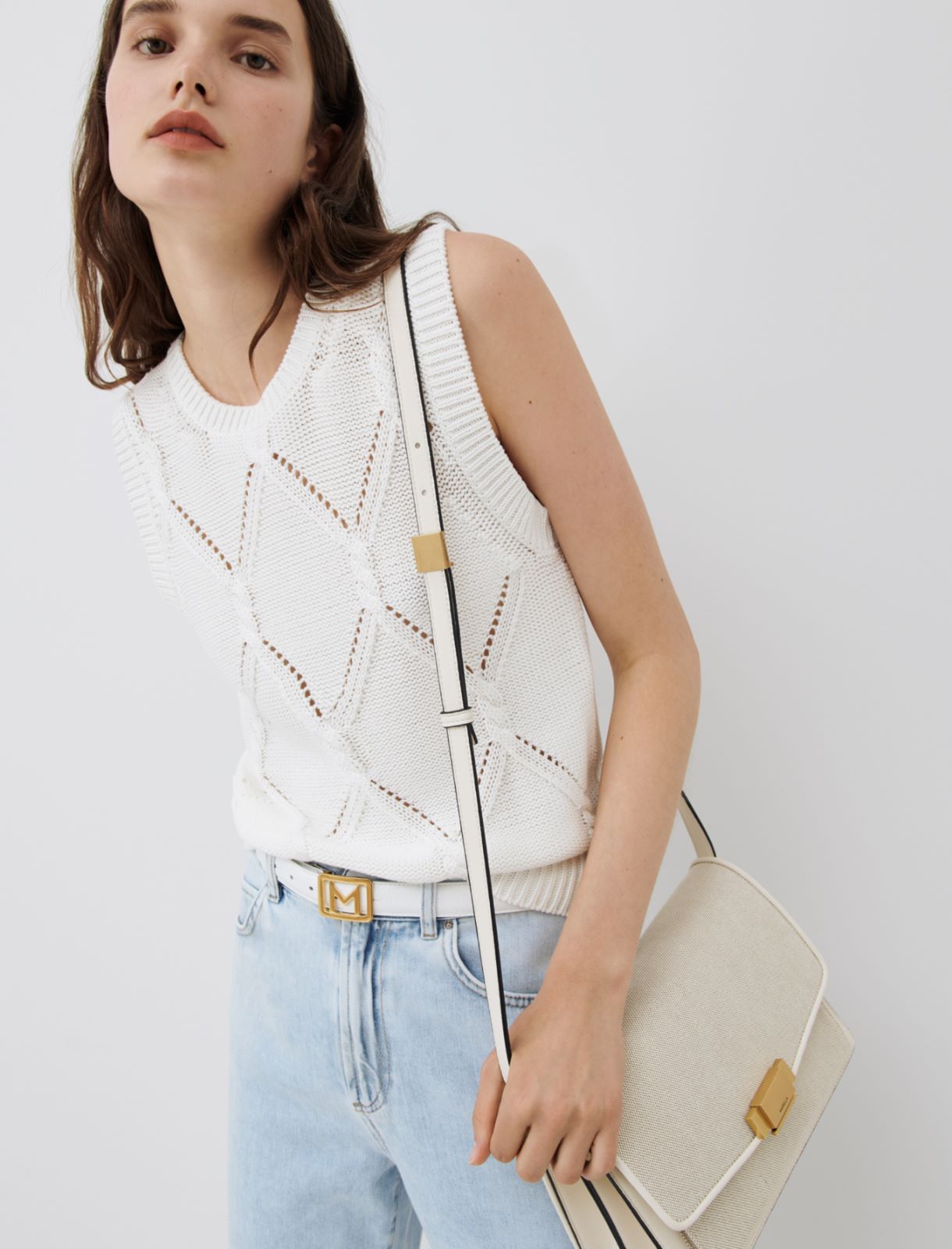 Knitted gilet, white - Marella