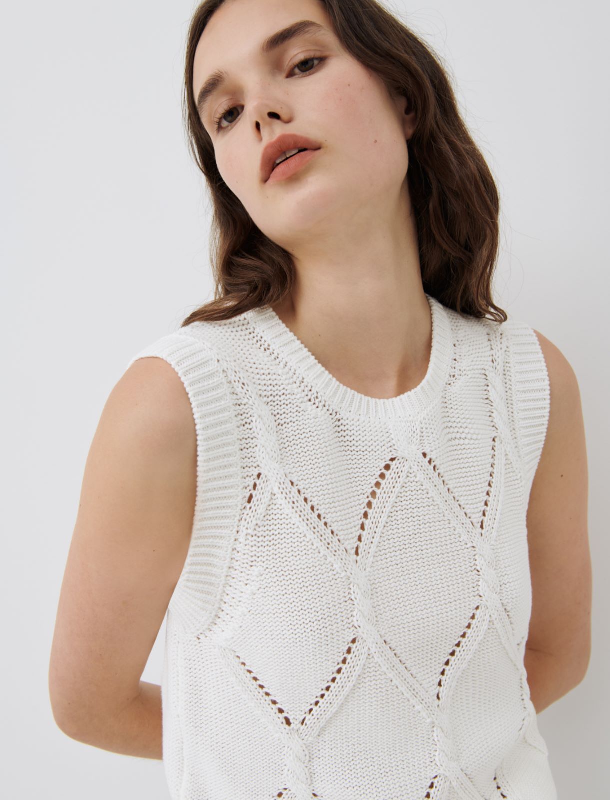 Knitted gilet, white - Marella