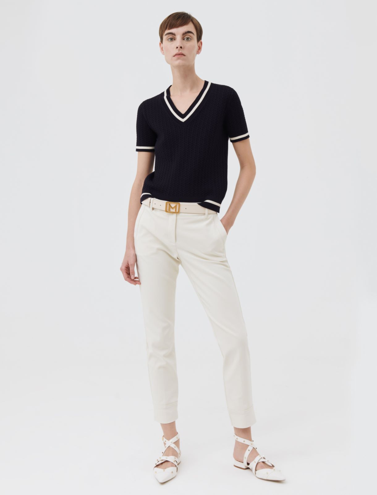 Cable-knit sweater, navy - Marella