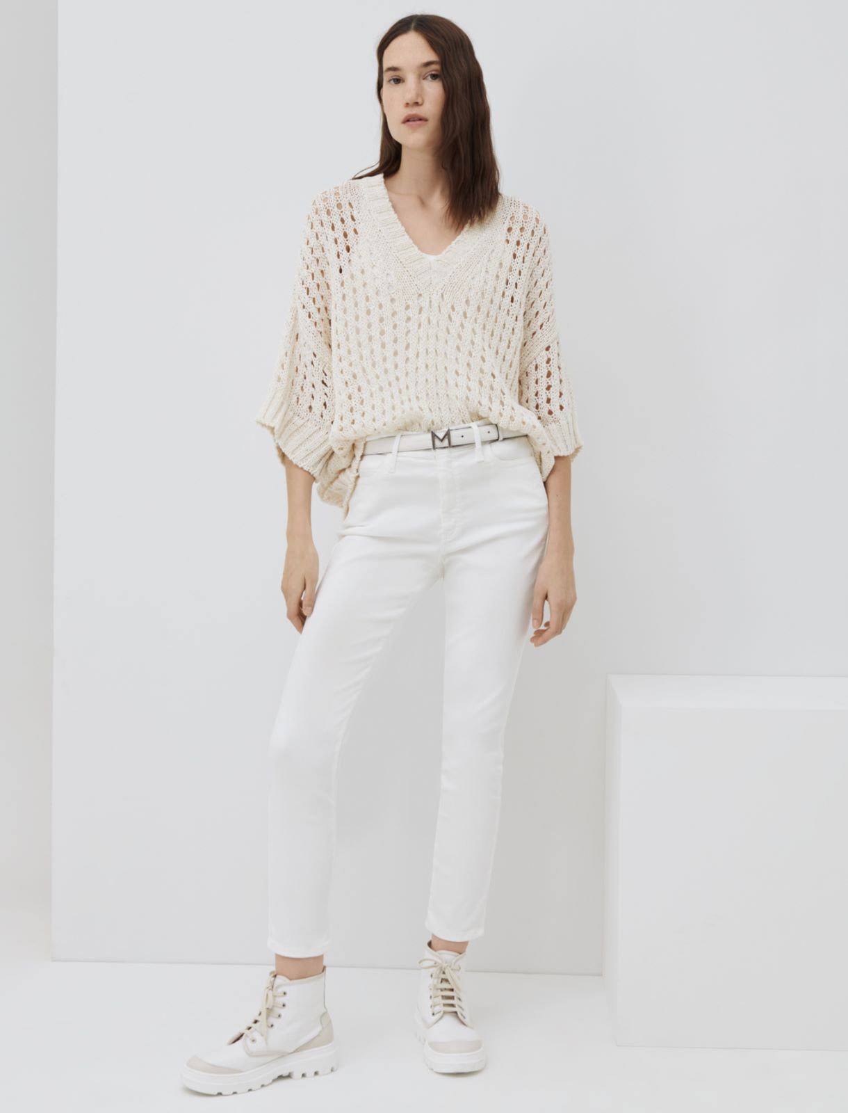 Maglia a rete MONOCHROME, bianco lana - Marella